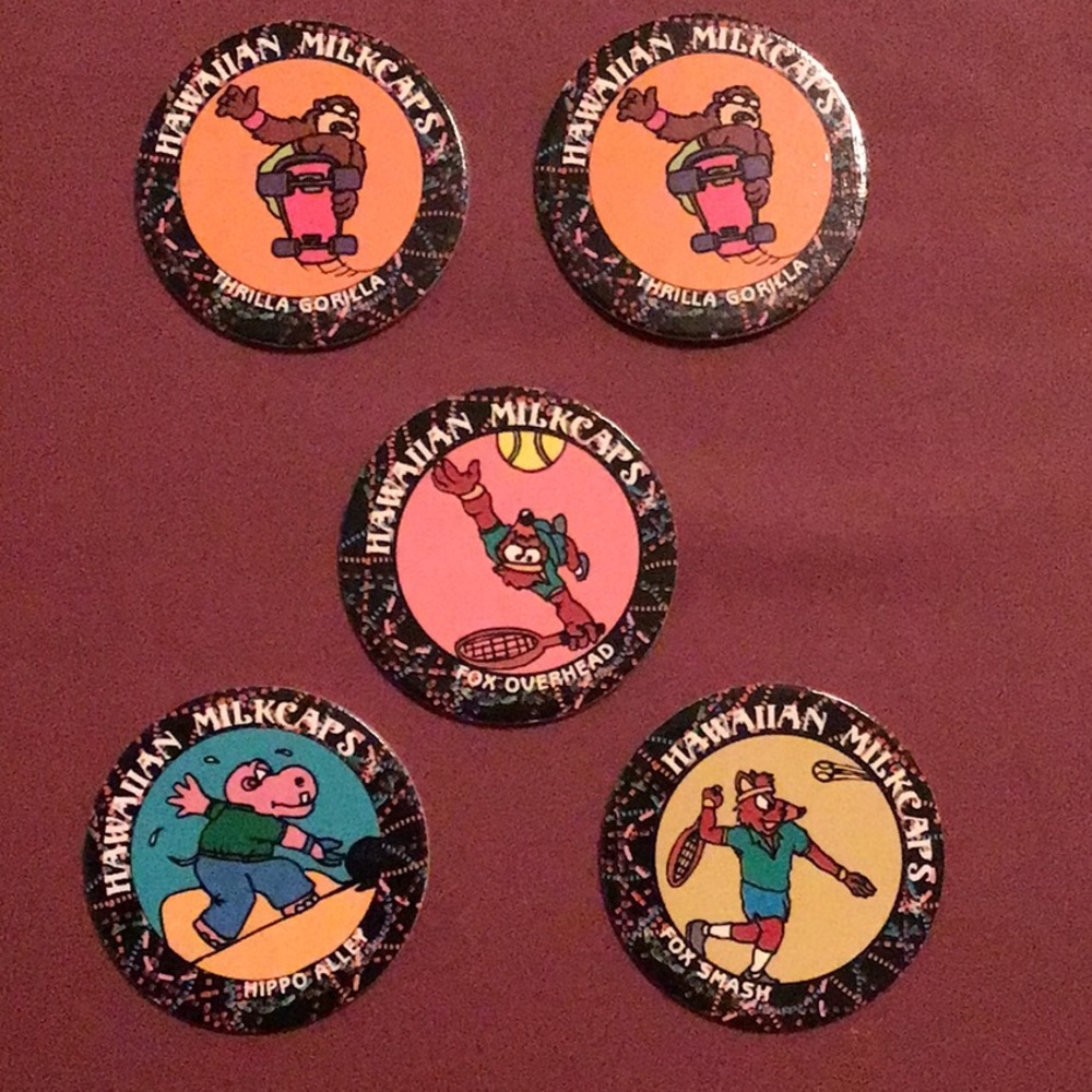 Lot of 5 HAWAIIAN Milk Caps  POGS